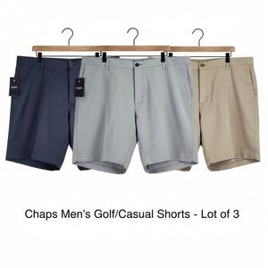 Chaps Golf Shorts Mens 42 Blue Tan Gray Lot of 3 Stay-Dry Performance Flat Front